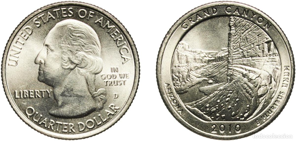 Monedas antiguas de Am&eacute;rica: United States Federal republic 2010 D &frac14; Dollar &rdquo;Washington Quarter&rdquo; (Grand Canyon, Arizona) Copper-