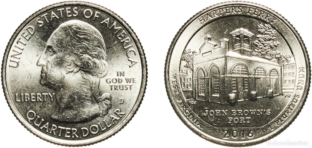 Monedas antiguas de Am&eacute;rica: United States Federal republic 2016 D &frac14; Dollar &rdquo;Washington Quarter&rdquo; (Harpers Ferry National Histori