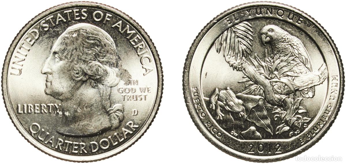 Monedas antiguas de Am&eacute;rica: United States Federal republic 2012 D &frac14; Dollar &rdquo;Washington Quarter&rdquo; (El Yunque National Forest, Pue