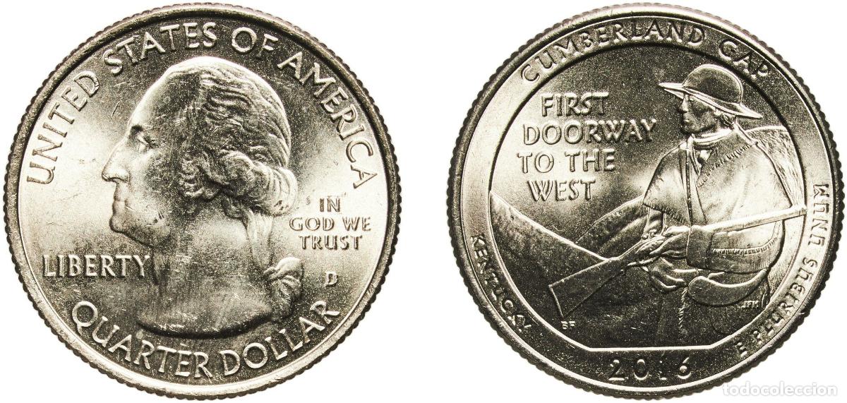 Monedas antiguas de Am&eacute;rica: United States Federal republic 2016 D &frac14; Dollar &rdquo;Washington Quarter&rdquo; (Cumberland Gap National Histor