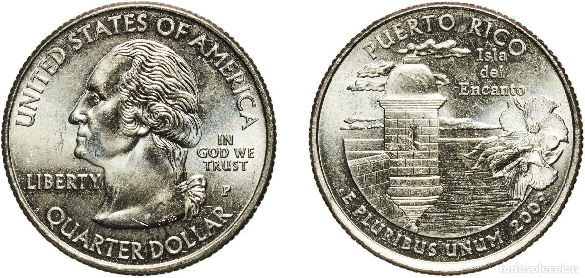 Monedas antiguas de Am&eacute;rica: United States Federal republic 2009 P &frac14; Dollar &rdquo;Washington Quarter&rdquo; (Puerto Rico) Copper-nickel cla