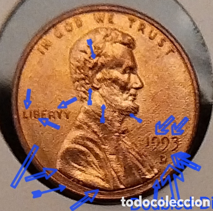 Monedas antiguas de Am&eacute;rica: Error Centavo 1993-D Lincoln Perfil de Zinc Expuesto