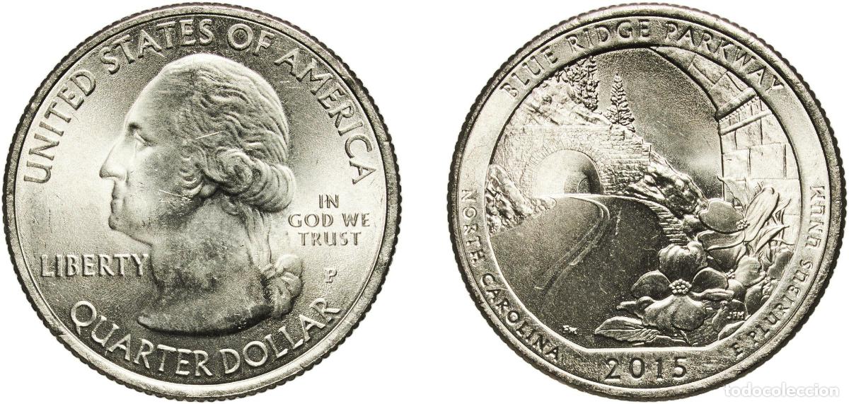 Monedas antiguas de Am&eacute;rica: United States Federal republic 2015 P &frac14; Dollar &rdquo;Washington Quarter&rdquo; (Blue Ridge Parkway, North Caro
