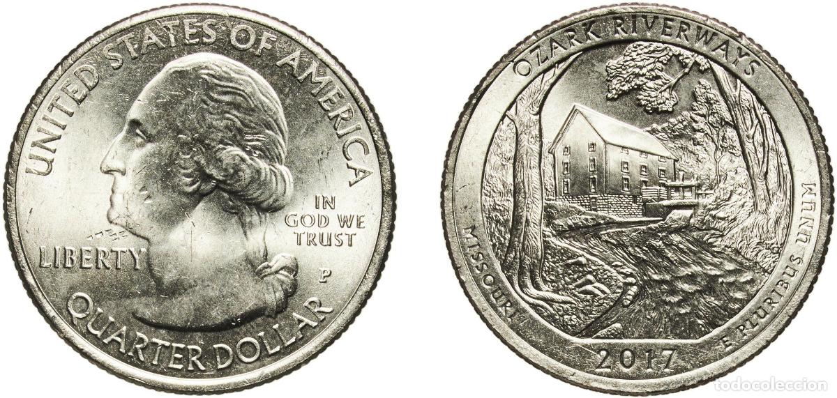 Monedas antiguas de Am&eacute;rica: United States Federal republic 2017 P &frac14; Dollar &rdquo;Washington Quarter&rdquo; (Ozark National Scenic Riverway