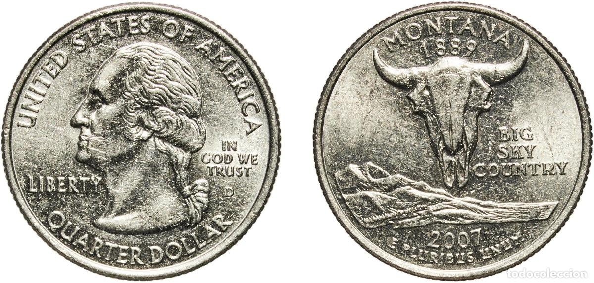 Monedas antiguas de Am&eacute;rica: United States Federal republic 2007 D &frac14; Dollar &rdquo;Washington Quarter&rdquo; (Montana) Copper-nickel clad co