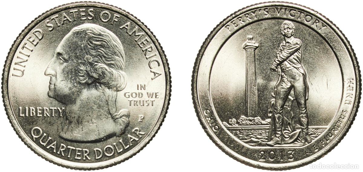 Monedas antiguas de Am&eacute;rica: United States Federal republic 2013 P &frac14; Dollar &rdquo;Washington Quarter&rdquo; (Perry's Victory, Ohio) Copper-