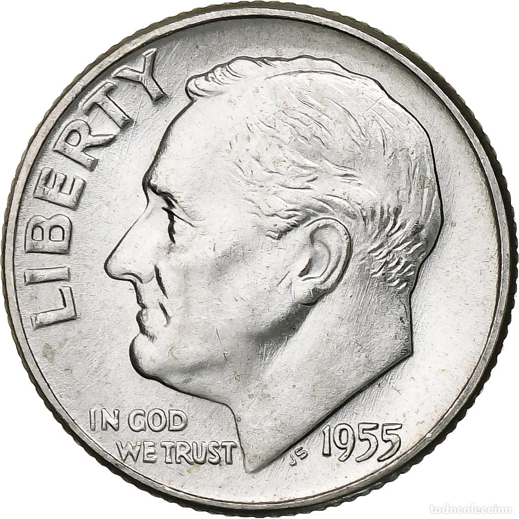Monedas antiguas de Am&eacute;rica: [#369962] Estados Unidos, Dime, Roosevelt Dime, 1955, U.S. Mint, BU, Plata, SC, KM:195