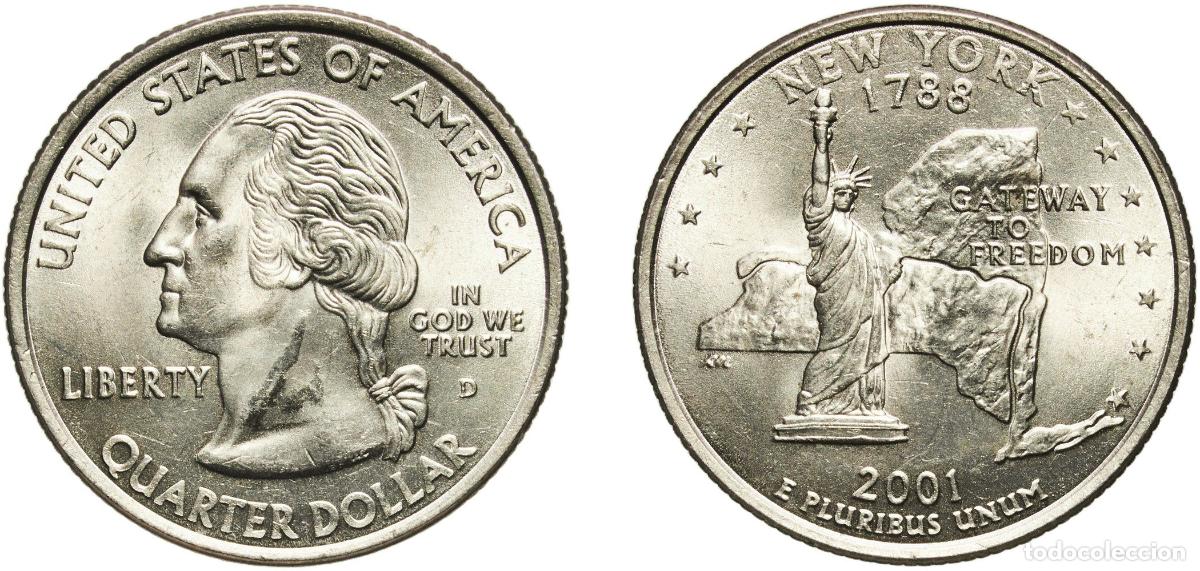 Monedas antiguas de Am&eacute;rica: United States Federal republic 2001 D &frac14; Dollar &rdquo;Washington Quarter&rdquo; (New York) Copper-nickel clad c