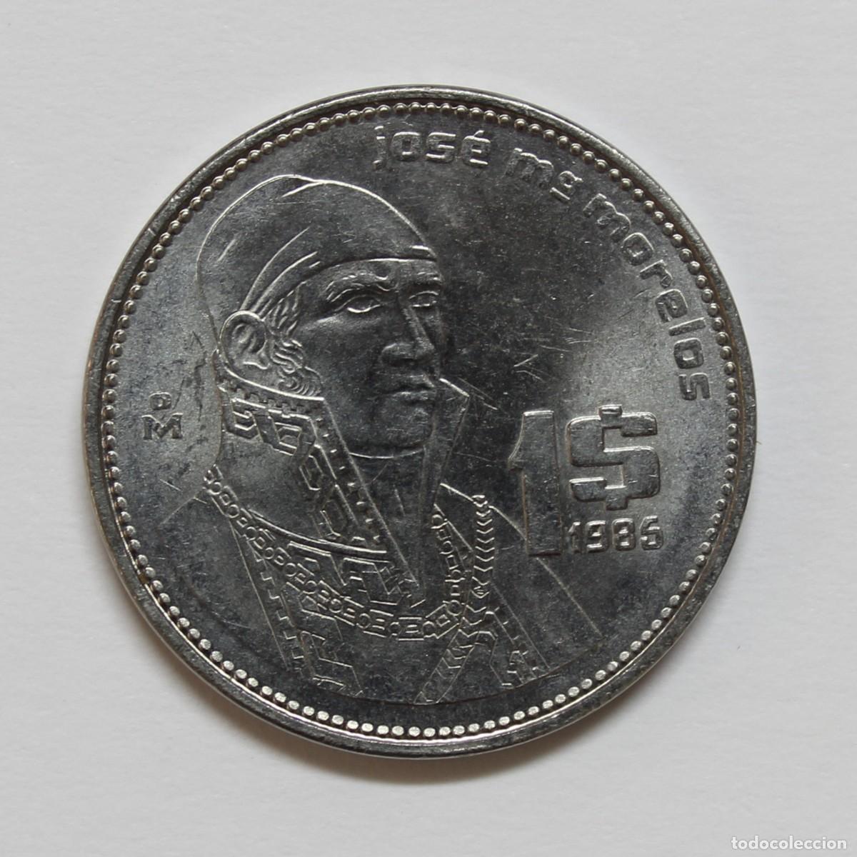 Monedas antiguas de Am&eacute;rica: 1 Peso M&eacute;xico 1985 Jos&eacute; Mar&iacute;a Morelos Moneda Mexicana Numism&aacute;tica Vintage