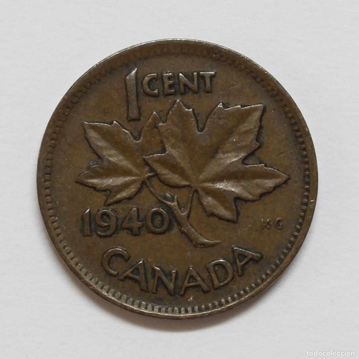 Monedas antiguas de Am&eacute;rica: Canada 1 Cent 1940 George VI Moneda Bronce Canadiense