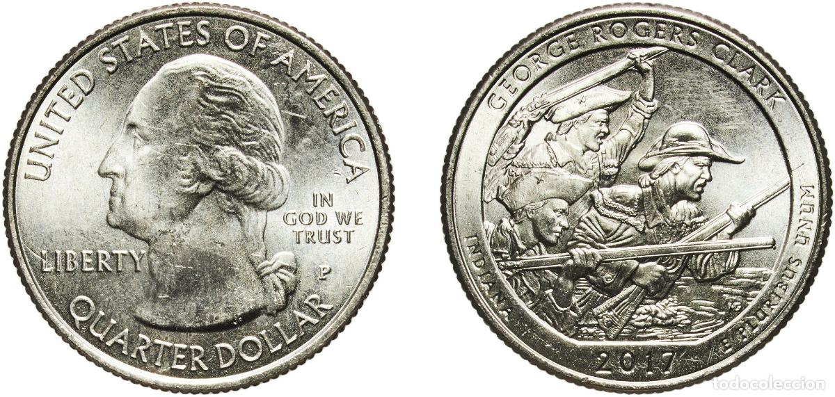 Monedas antiguas de Am&eacute;rica: United States Federal republic 2017 P &frac14; Dollar &rdquo;Washington Quarter&rdquo; (George Rogers Clark National H
