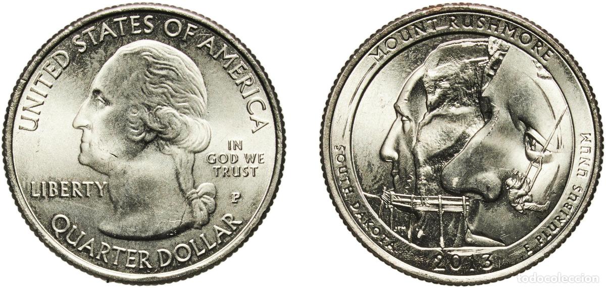 Monedas antiguas de Am&eacute;rica: United States Federal republic 2013 P &frac14; Dollar &rdquo;Washington Quarter&rdquo; (Mount Rushmore, South Dakota)