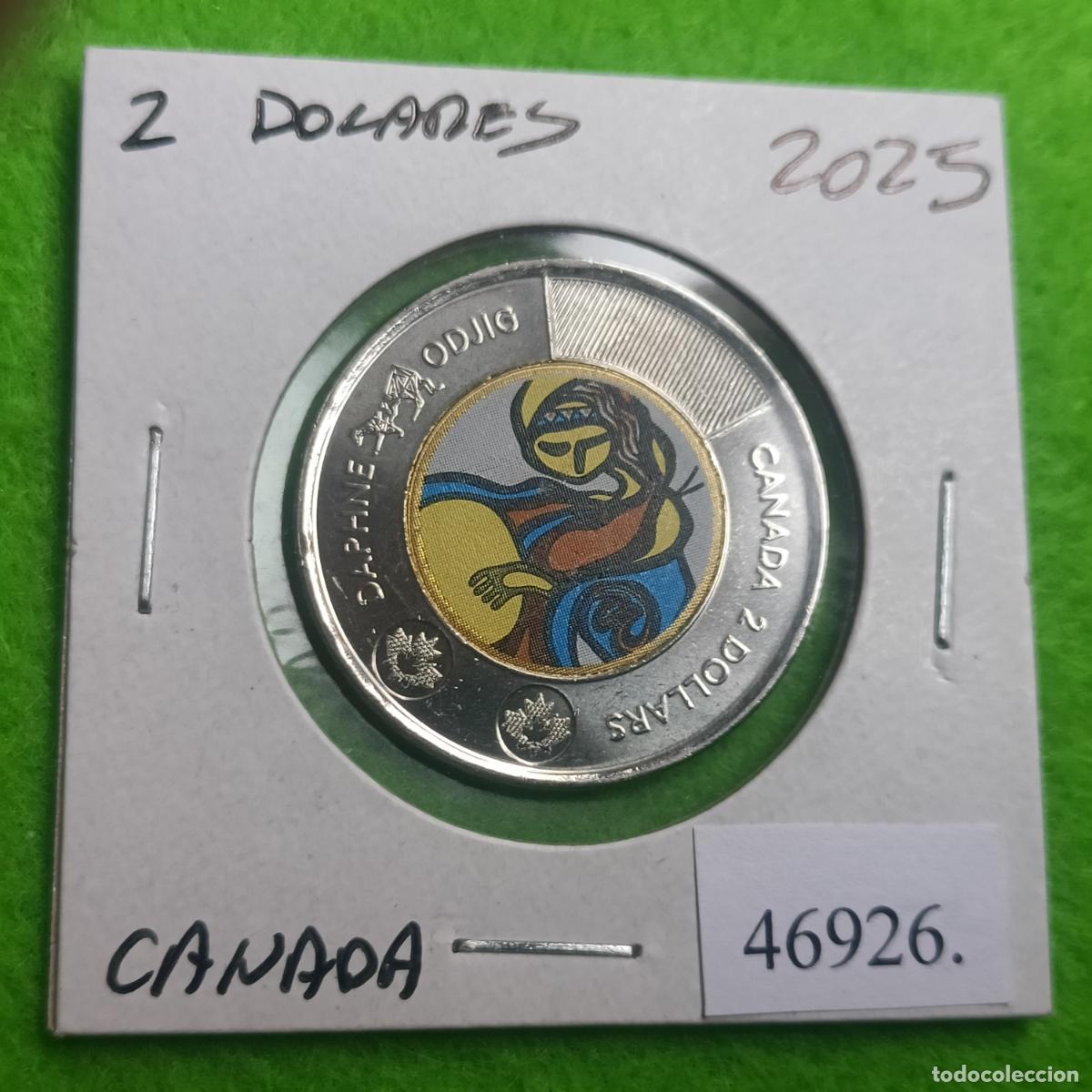 Monedas antiguas de Am&eacute;rica: Canada 2 d&oacute;lares 2025, Daphne Odjig, coloreada, una moneda, bimet&aacute;lica