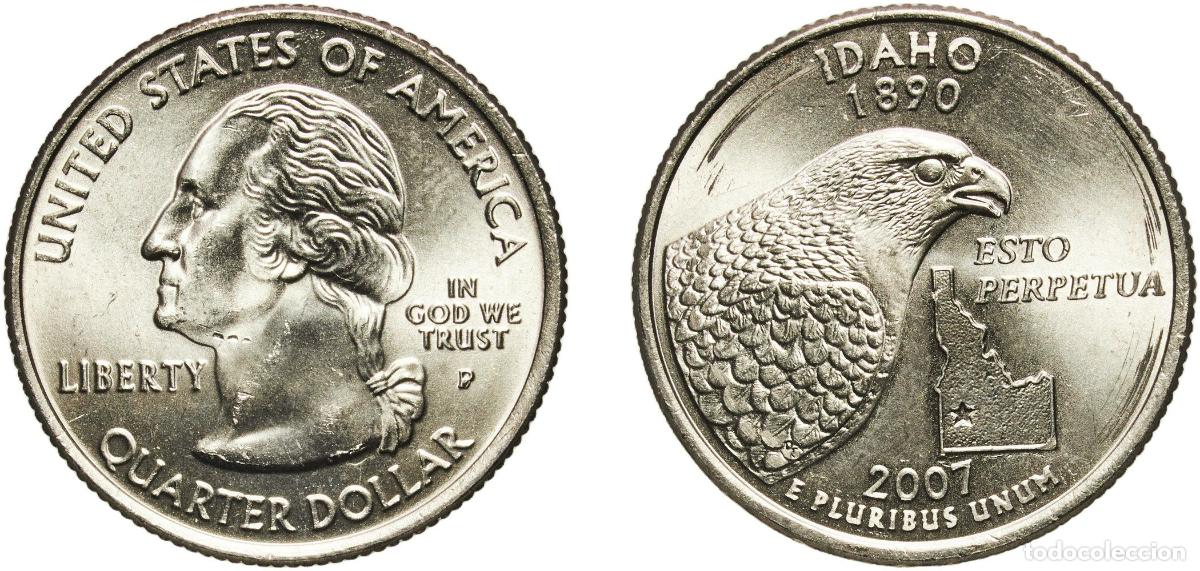 Monedas antiguas de Am&eacute;rica: United States Federal republic 2007 P &frac14; Dollar &rdquo;Washington Quarter&rdquo; (Idaho) Copper-nickel clad copp