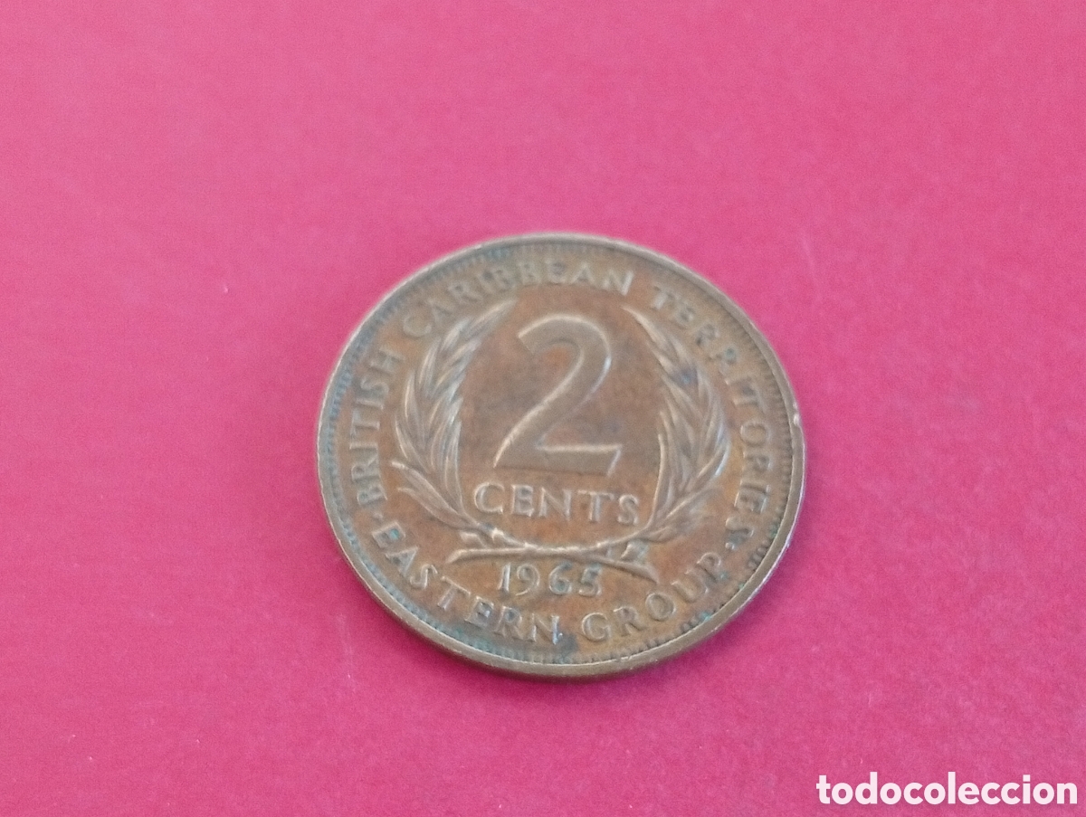 Monedas antiguas de Am&eacute;rica: 2 cents Caribe brit&aacute;nico 1965
