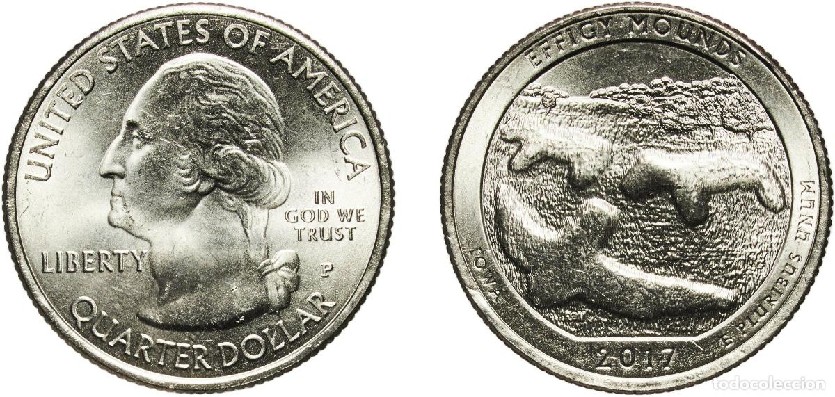 Monedas antiguas de Am&eacute;rica: United States Federal republic 2017 P &frac14; Dollar &rdquo;Washington Quarter&rdquo; (Effigy Mounds National Monumen