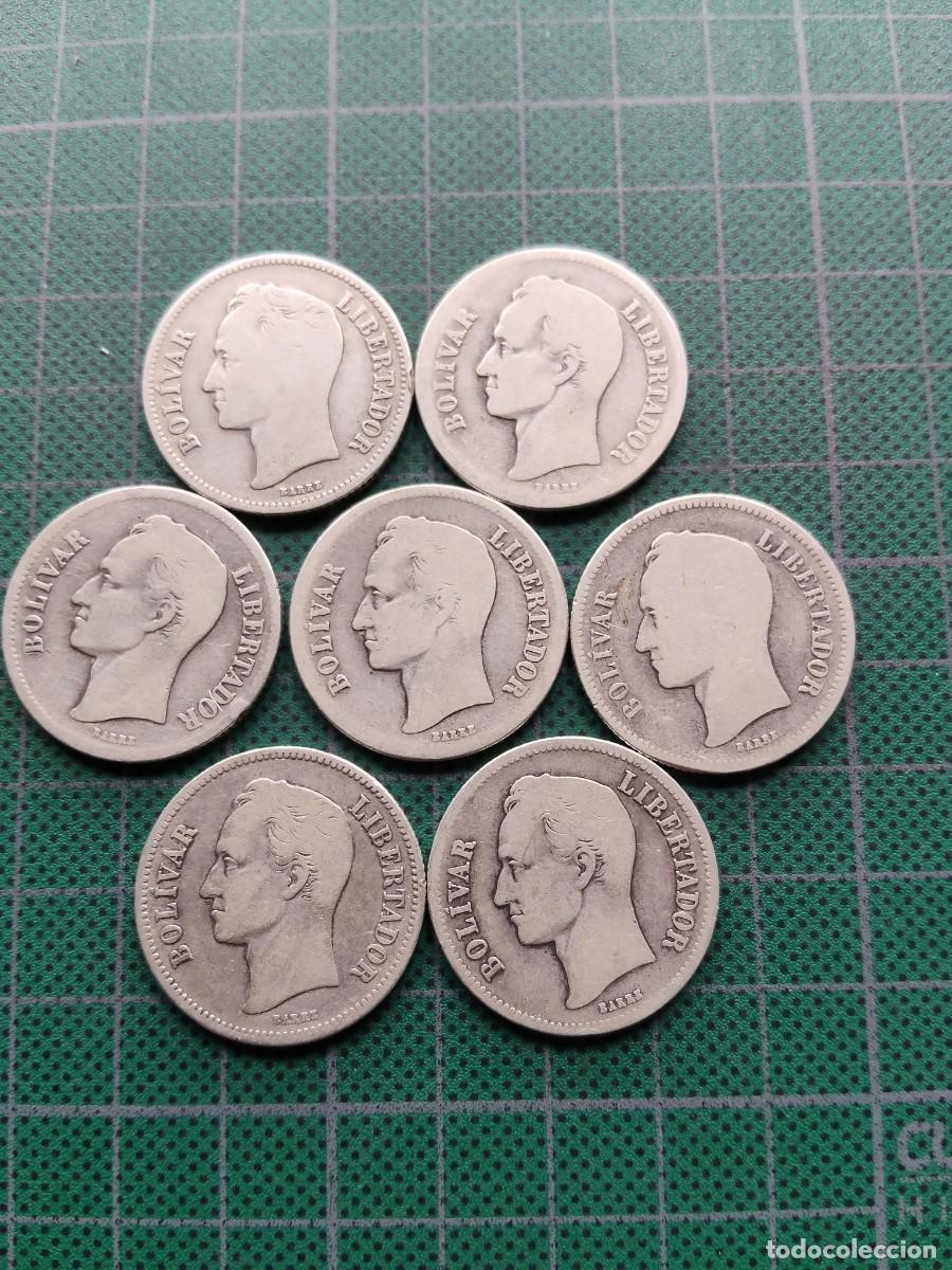 Monedas antiguas de Am&eacute;rica: VENEZUELA: 7 MONEDAS 2 BOLIVAR / PLATA