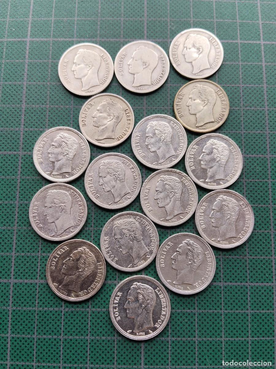 Monedas antiguas de Am&eacute;rica: VENEZUELA: 16 MONEDAS 1 BOLIVAR / PLATA
