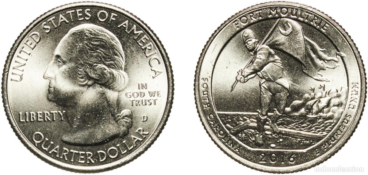 Monedas antiguas de Am&eacute;rica: United States Federal republic 2016 D &frac14; Dollar &rdquo;Washington Quarter&rdquo; (Fort Moultrie at Fort Sumter N