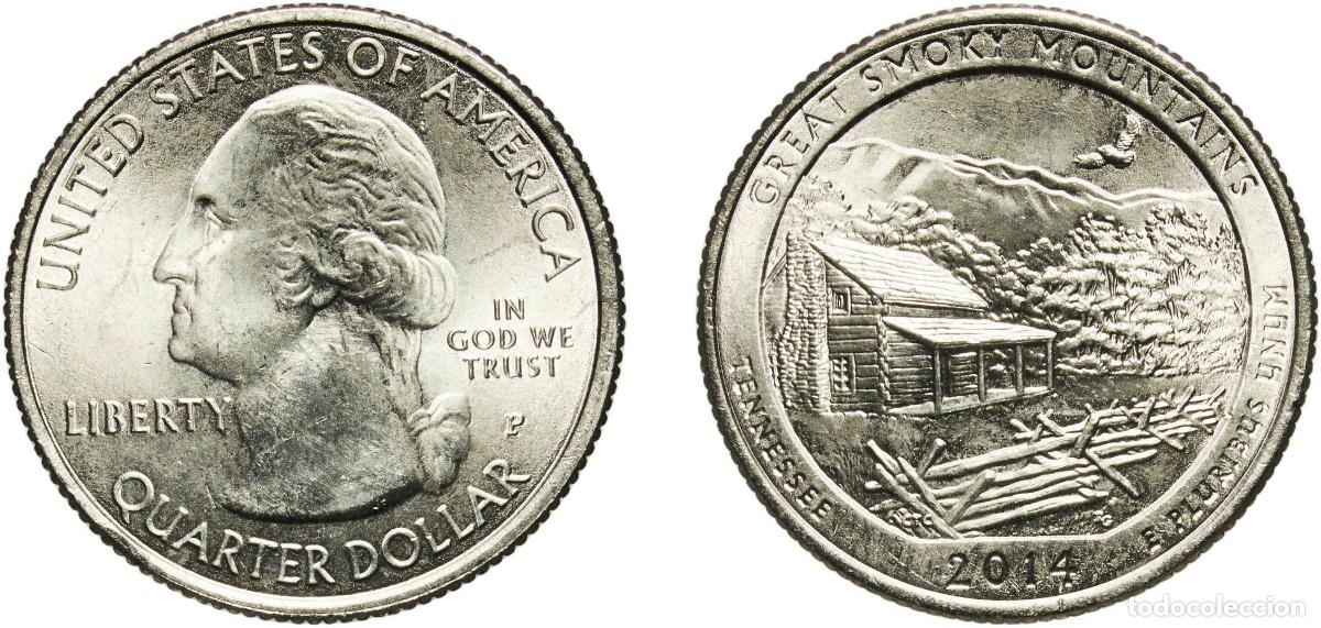 Old Coins of America: United States Federal republic 2014 P &frac14; Dollar &rdquo;Washington Quarter&rdquo; (Great Smoky Mountains, Tenness