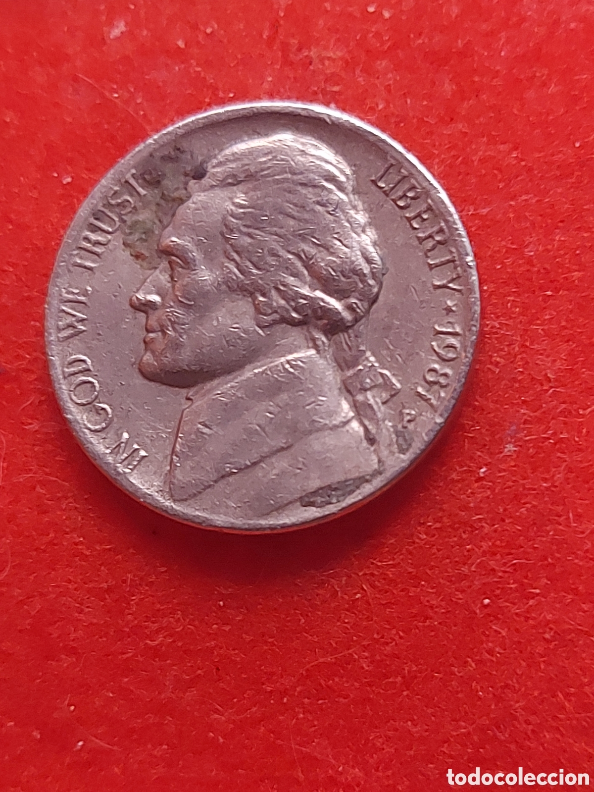 Monedas antiguas de Am&eacute;rica: MONEDA USA 5 CENTAVOS FIVE CENTS ESTADOS UNIDOS 1987 P