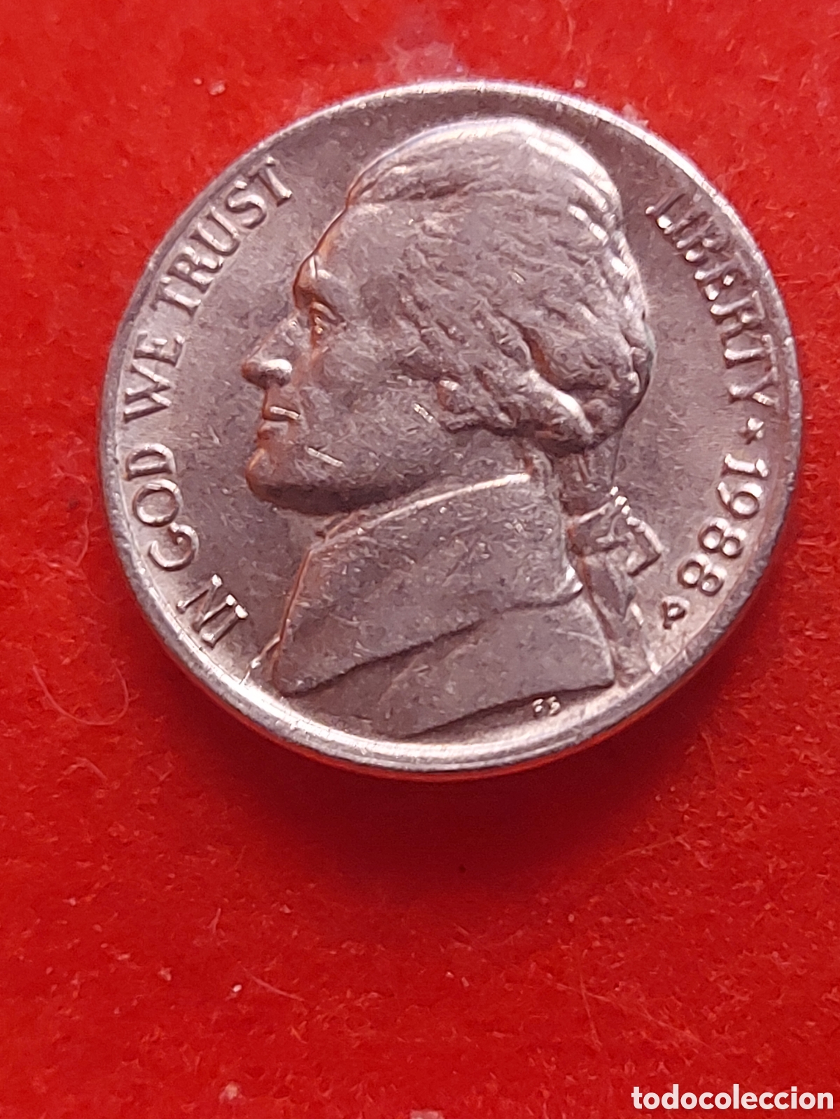 Monedas antiguas de Am&eacute;rica: MONEDA USA 5 CENTAVOS FIVE CENTS ESTADOS UNIDOS 1988 P