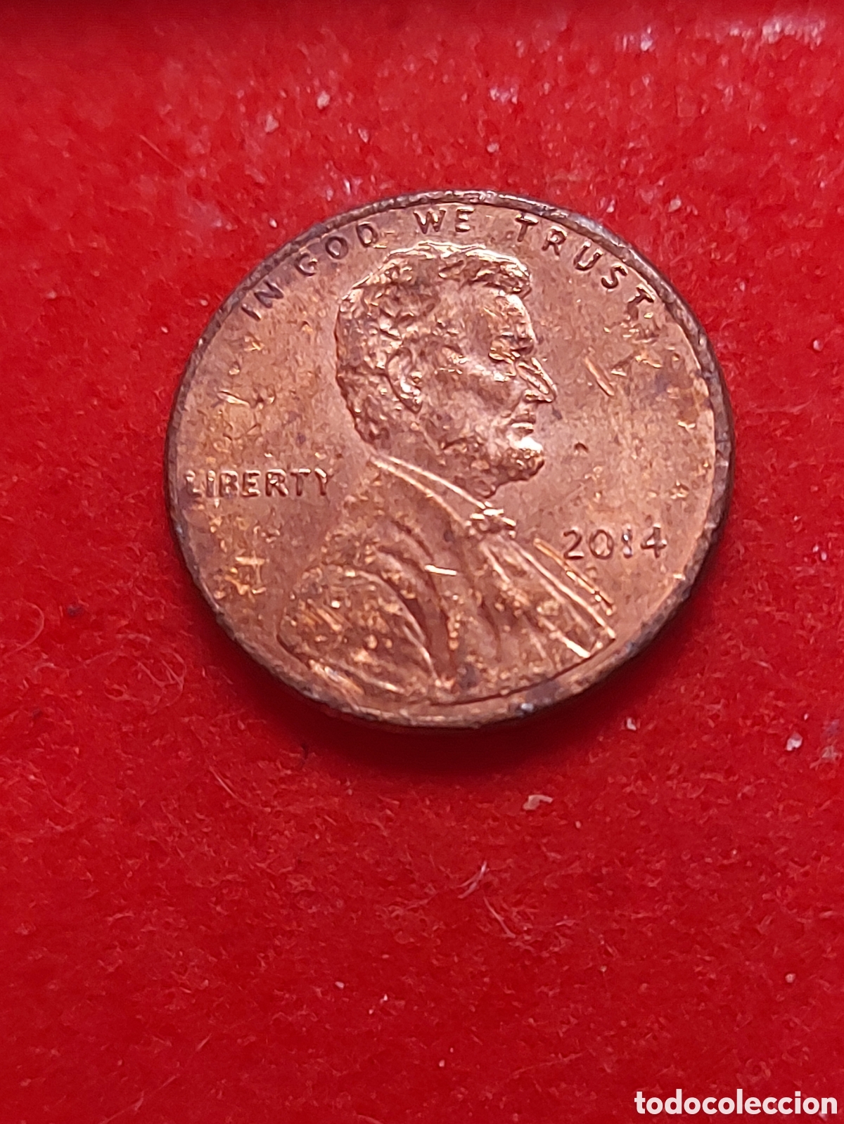 Monedas antiguas de Am&eacute;rica: MONEDA ESTADOS UNIDOS USA EEUU. ONE CENT. A&Ntilde;O 2014. ESCUDO E PLURIBUS UNUM.