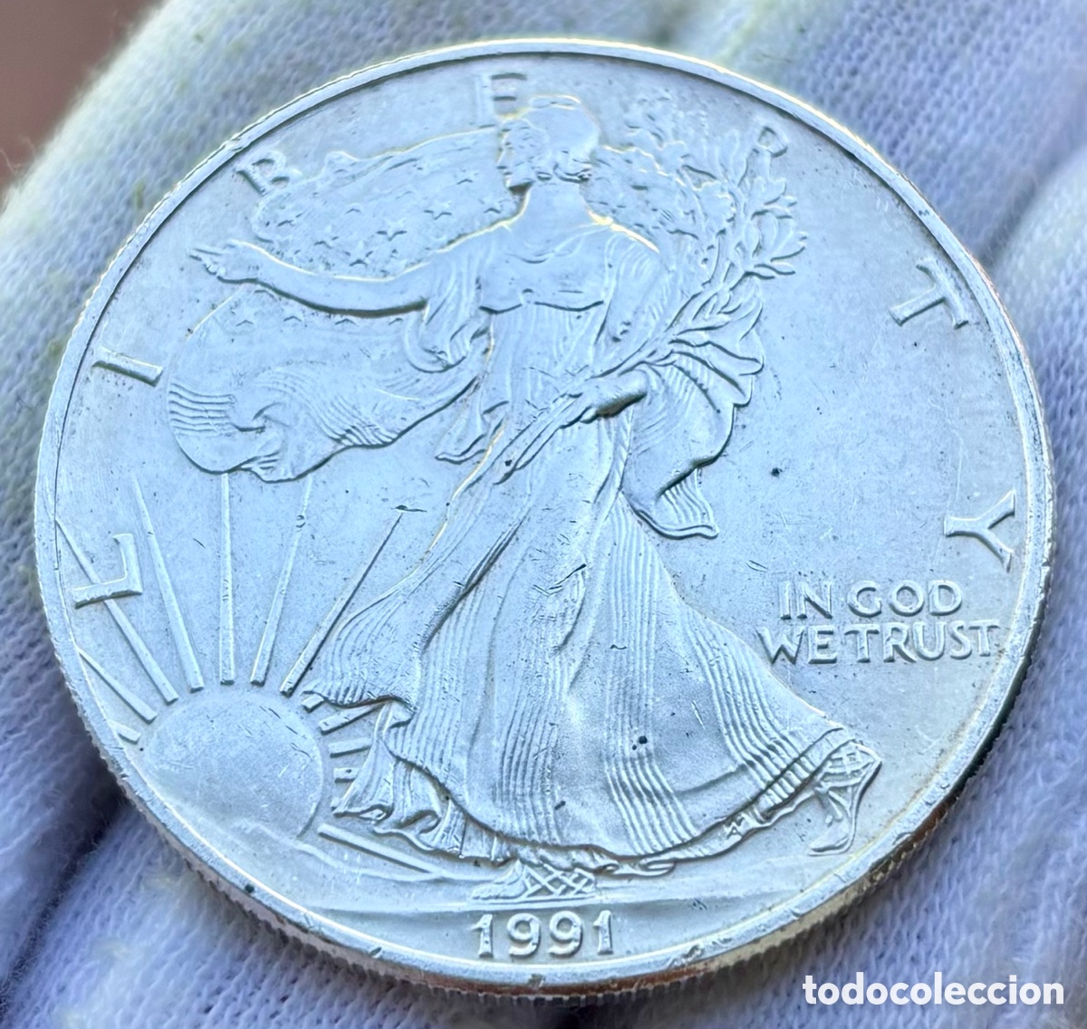 Monedas antiguas de Am&eacute;rica: Moneda PLATA USA 1 Onza 1991 Liberty. Liberty Oz 999