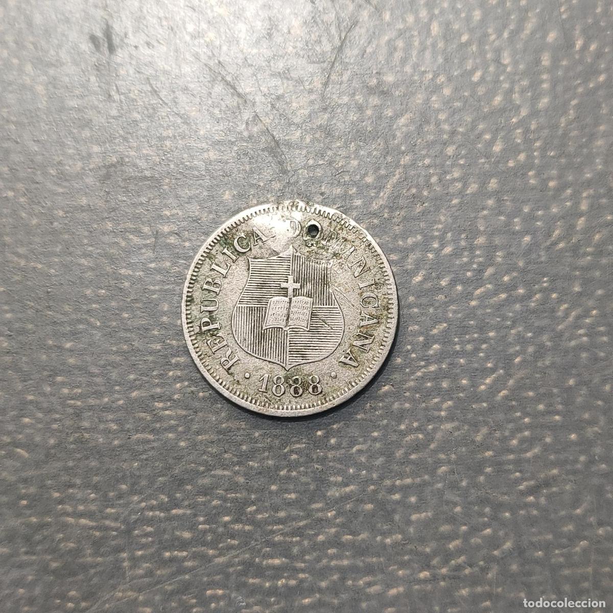 Monedas antiguas de Am&eacute;rica: REPUBLICA DOMINICANA 1 1/4 CENTAVOS 1888 A AGUJERO HOLED ESCASA