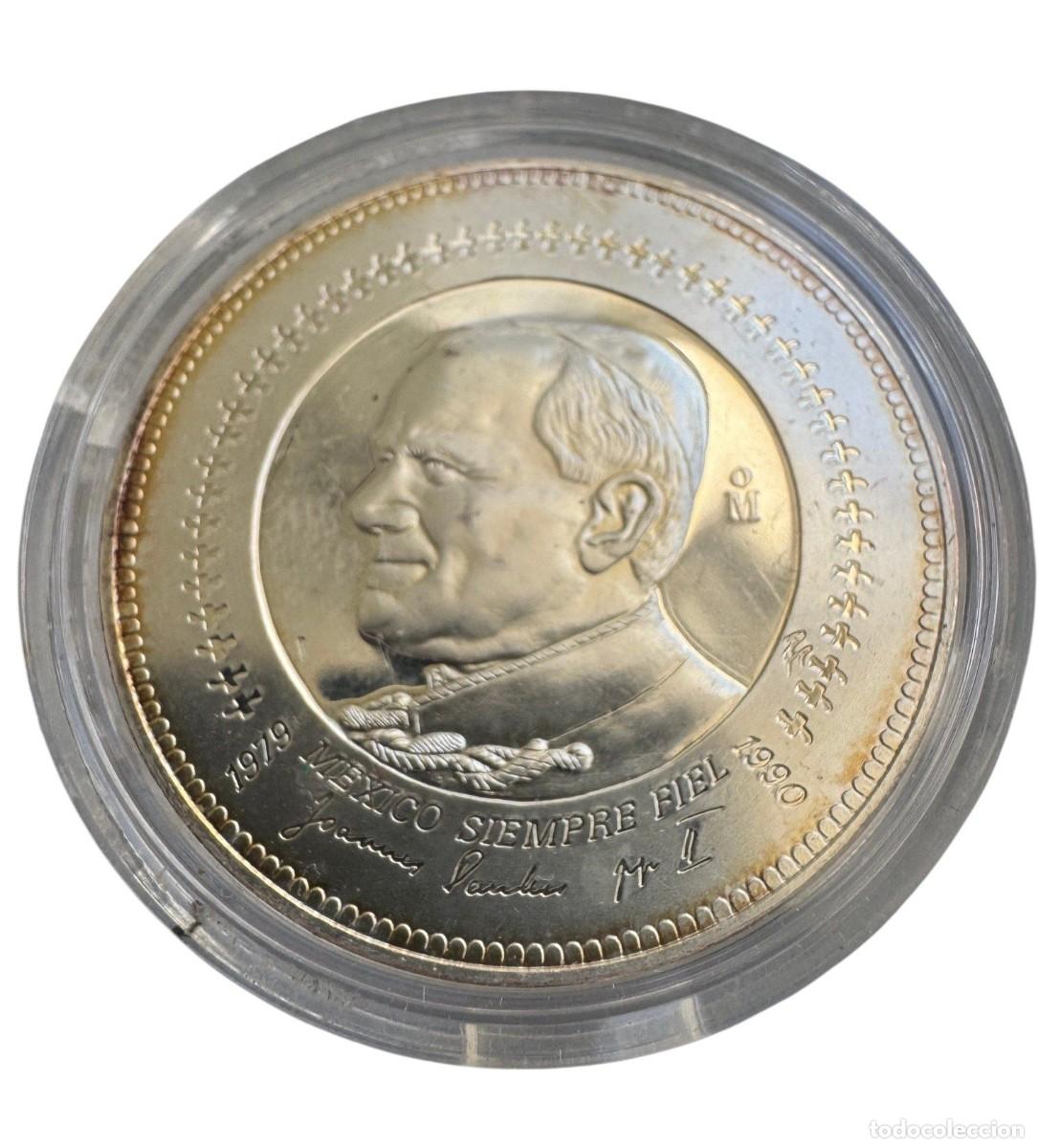 Old Coins of America: Onza Troy. Visita del Papa San Juan Pablo II a Mexico 1979-1990. En c&aacute;psula PROOF