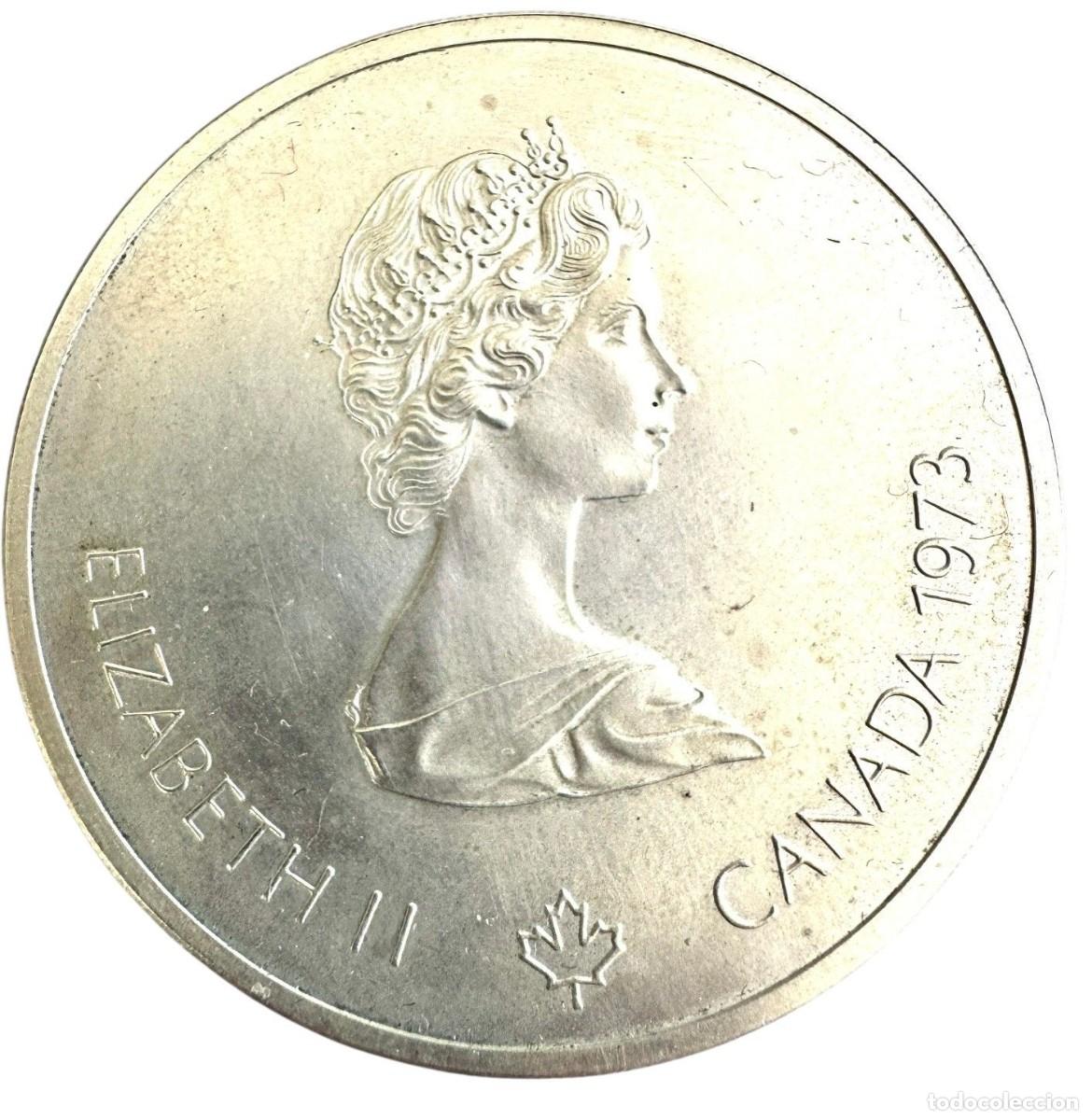 Monedas antiguas de Am&eacute;rica: Canad&aacute;. 10$ 1973 Olimpiada de Montreal, Ag 48,2 gr Ley 0,925 SC/UNC