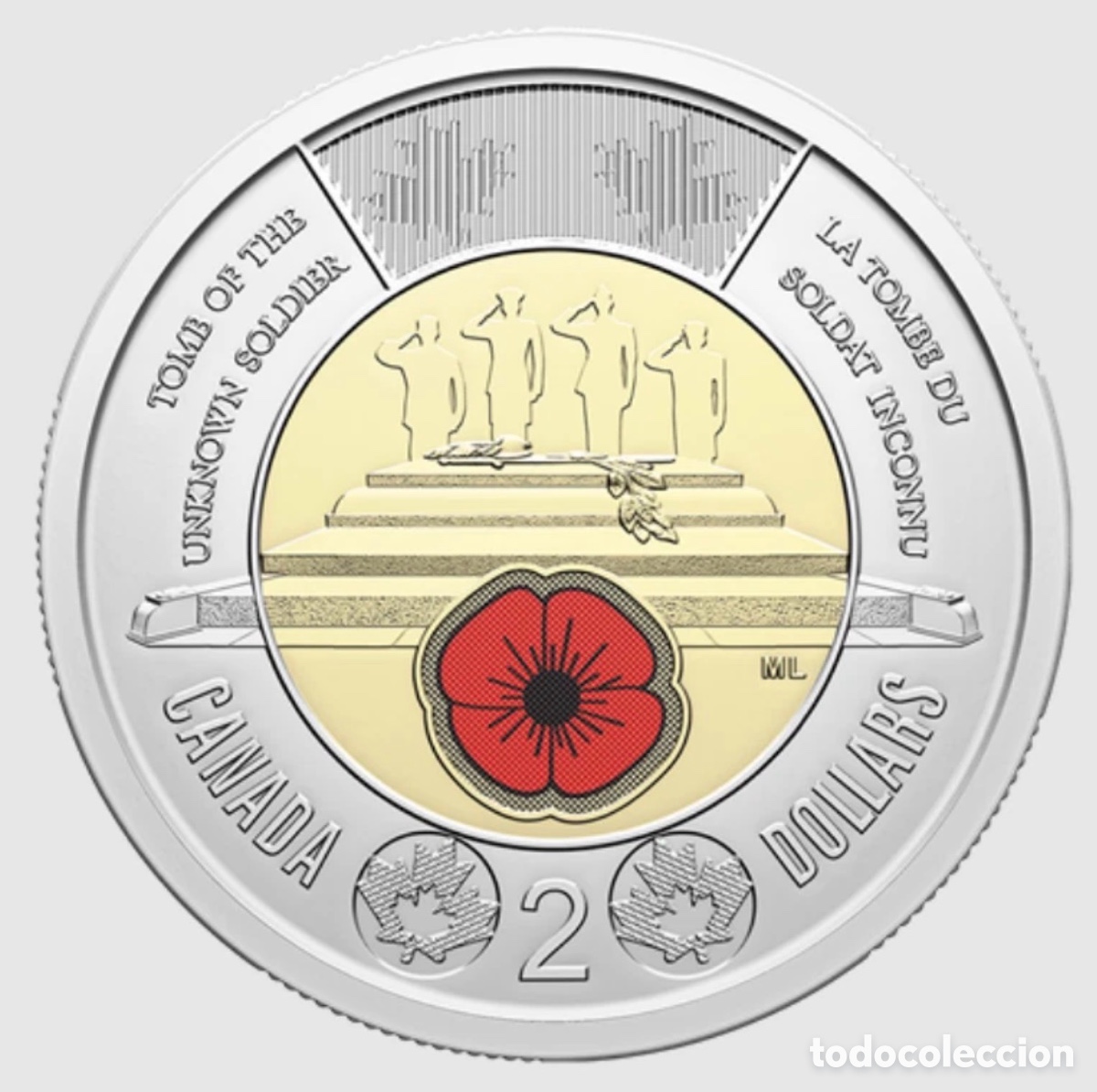 Monedas antiguas de Am&eacute;rica: Moneda CANAD&Aacute; 2 D&oacute;lares 2025 SC COLOR. Soldado Desconocido. Dollars