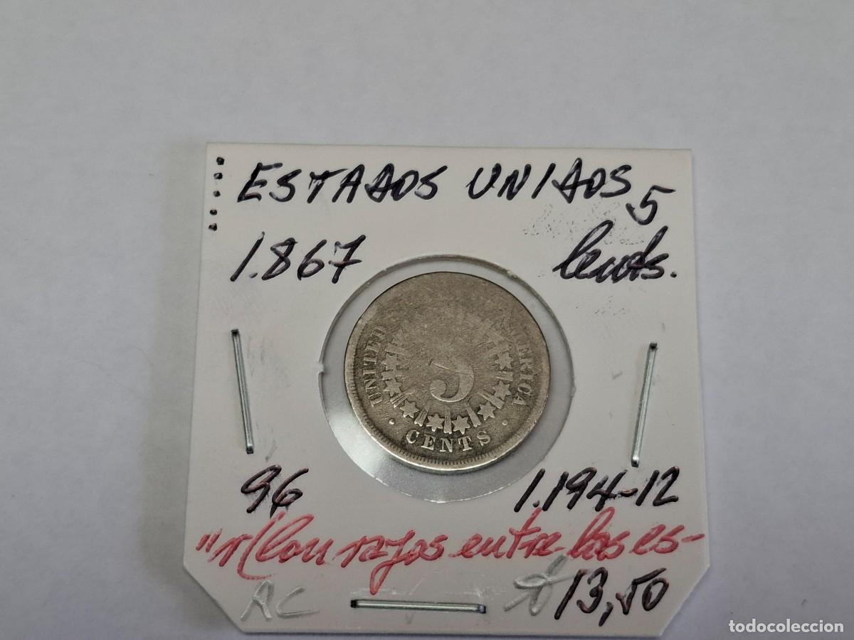 Monedas antiguas de Am&eacute;rica: 5 CENTAVOS de 1867 KM 96 ESTADOS UNIDOS en RC