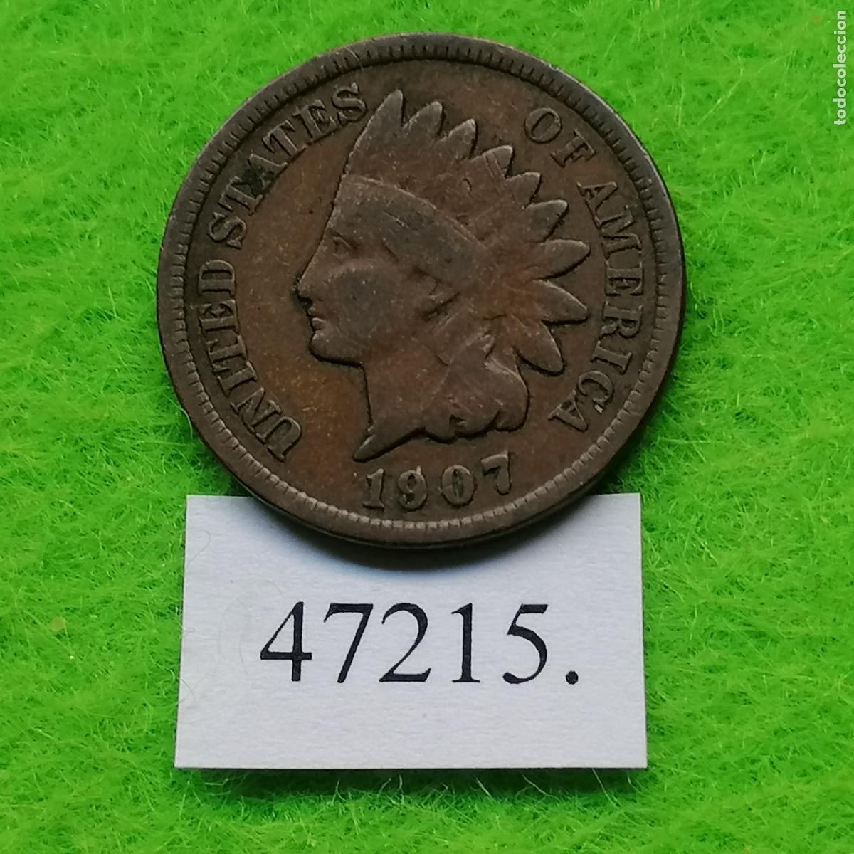 Monedas antiguas de Am&eacute;rica: Estados Unidos de America, 1907, 1 c&eacute;ntimo, centavo, USA