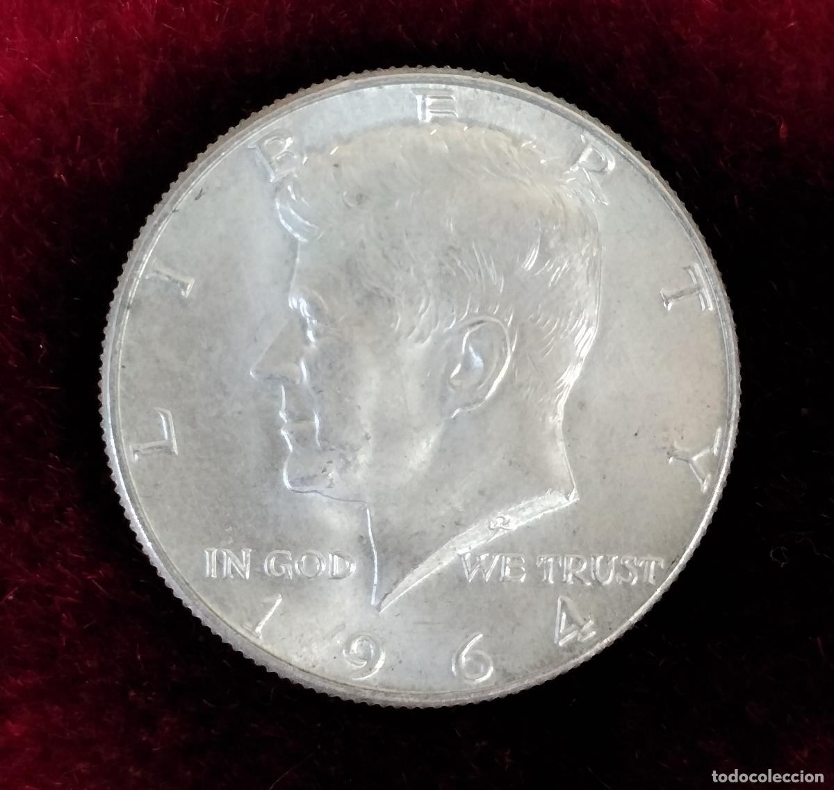 Monedas antiguas de Am&eacute;rica: MEDIO D&Oacute;LAR CON RETRATO DE JOHN F. KENNEDY. PLATA. ESTADOS UNIDOS DE AM&Eacute;RICA. 1964.