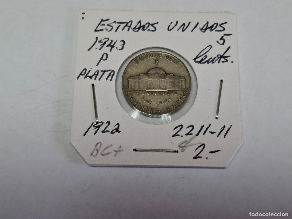 Monedas antiguas de Am&eacute;rica: 5 CENTAVOS de 1943 P de PLATA KM 192a ESTADOS UNIDOS en BC+