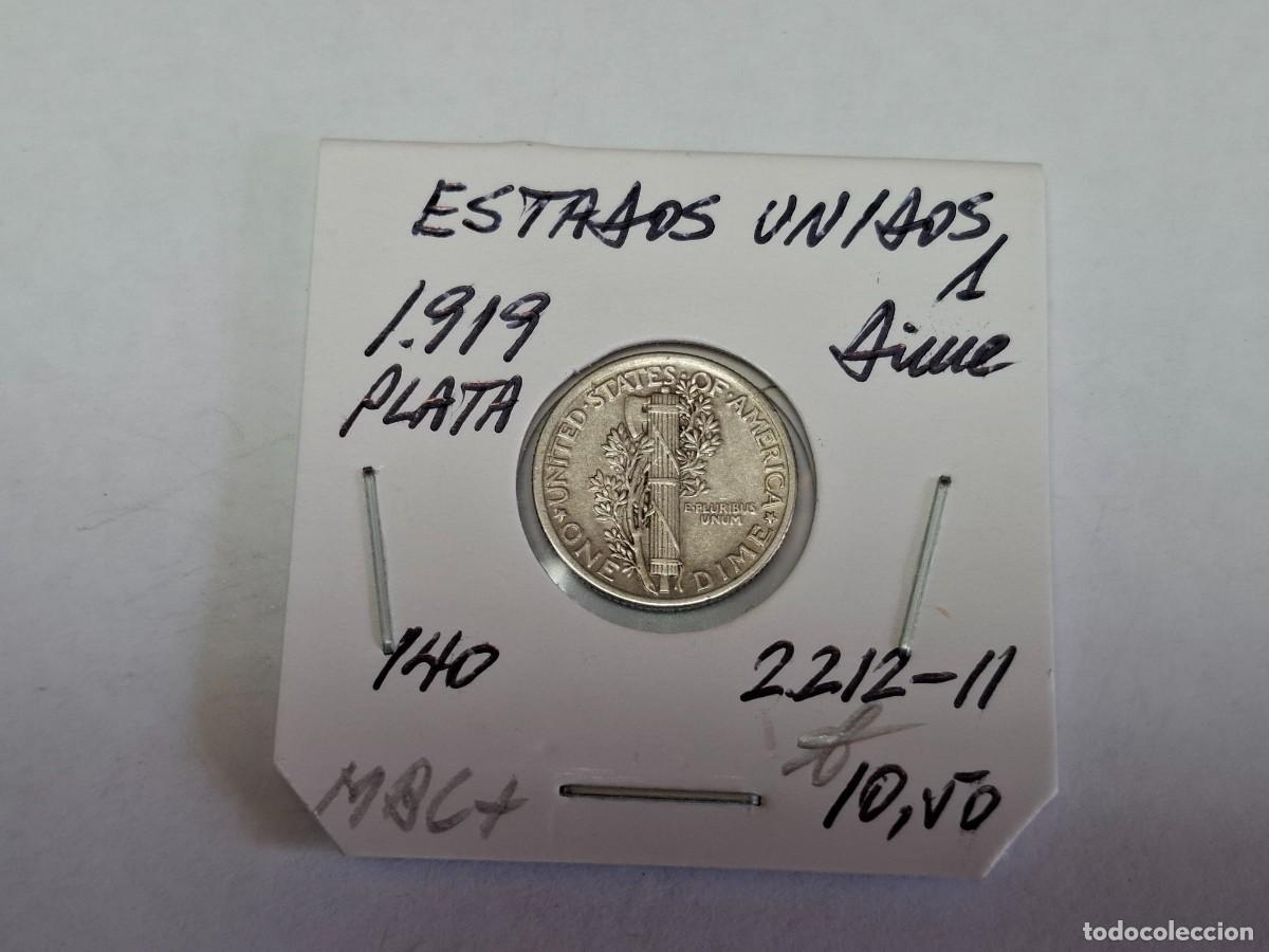 Monedas antiguas de Am&eacute;rica: 1 DIME de 1919 de PLATA KM 140 ESTADOS UNIDOS en mbc+