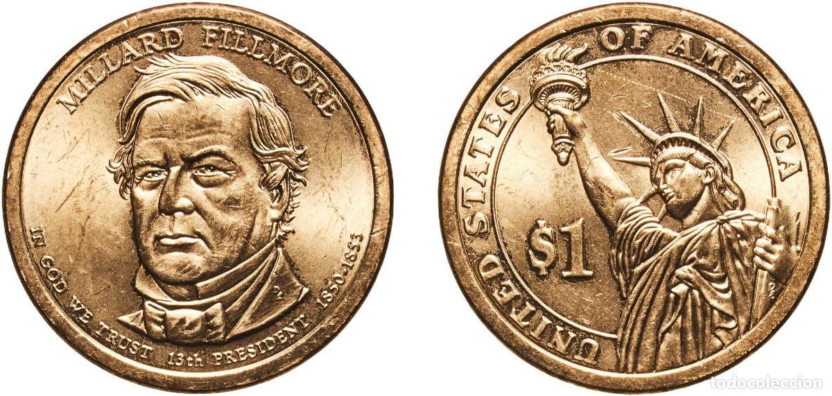 Monedas antiguas de Am&eacute;rica: United States Federal republic 2010 D 1 Dollar (Millard Fillmore) Manganese brass clad copper Denve