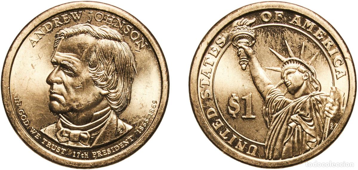 Monedas antiguas de Am&eacute;rica: United States Federal republic 2011 P 1 Dollar (Andrew Johnson) Manganese brass clad copper Philade
