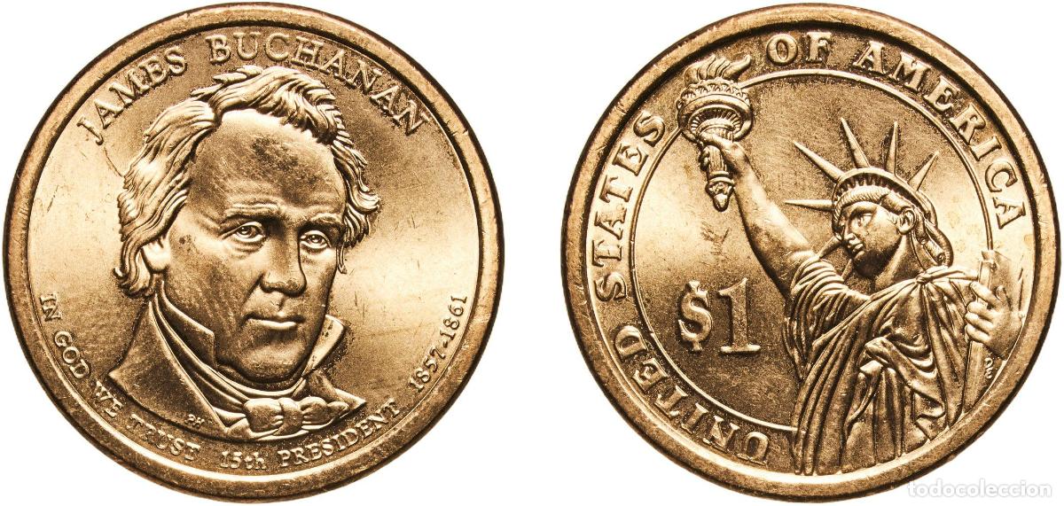 Monedas antiguas de Am&eacute;rica: United States Federal republic 2010 D 1 Dollar (James Buchanan) Manganese brass clad copper Denver