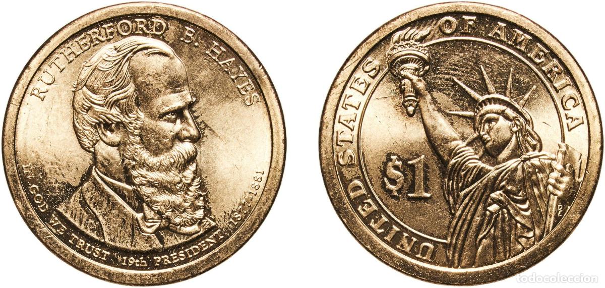 Monedas antiguas de Am&eacute;rica: United States Federal republic 2011 P 1 Dollar (Rutherford B. Hayes) Manganese brass clad copper Ph