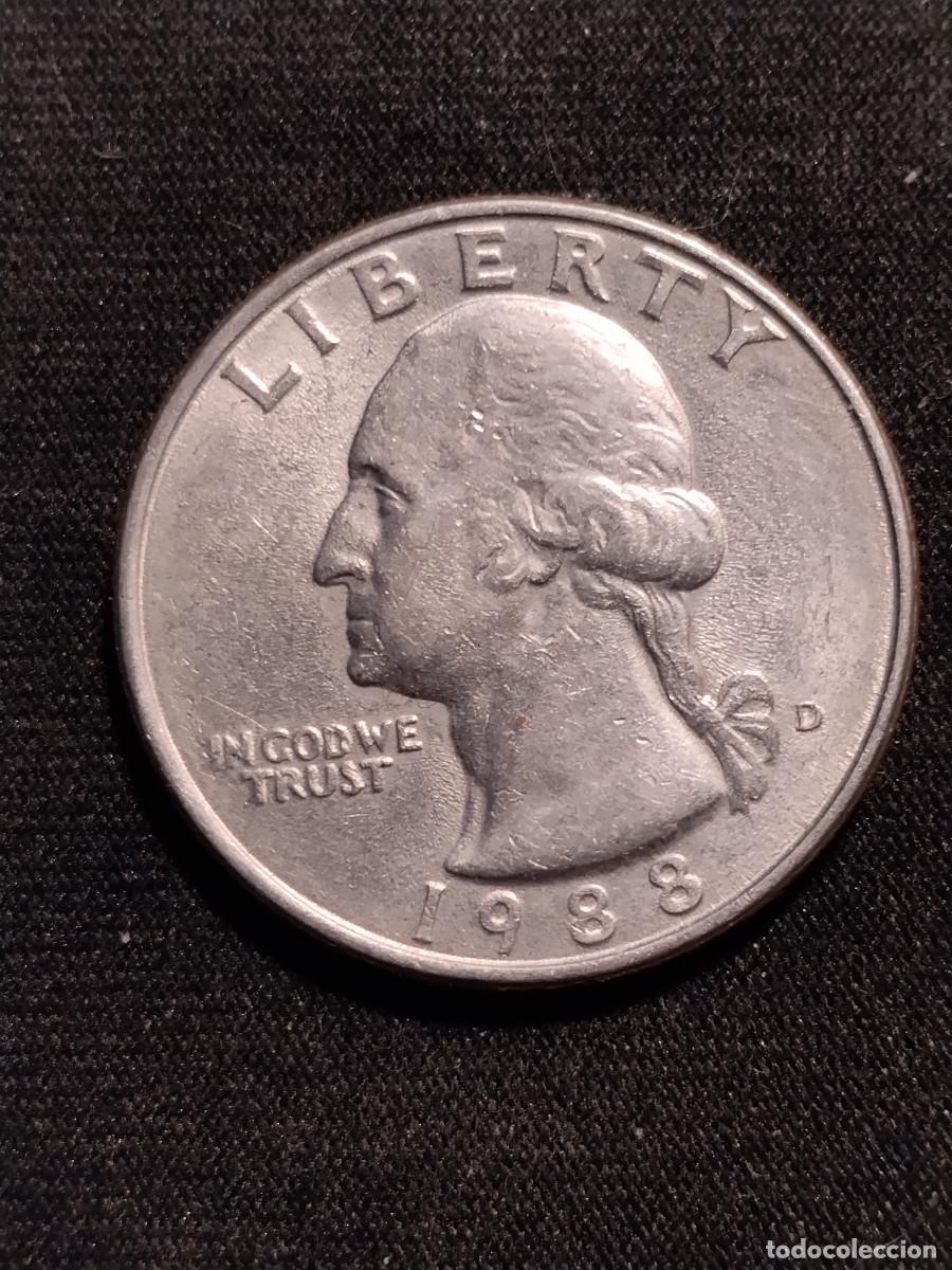 Monedas antiguas de Am&eacute;rica: Moneda Estados Unidos &ndash; Washington Quarter 1988‑D