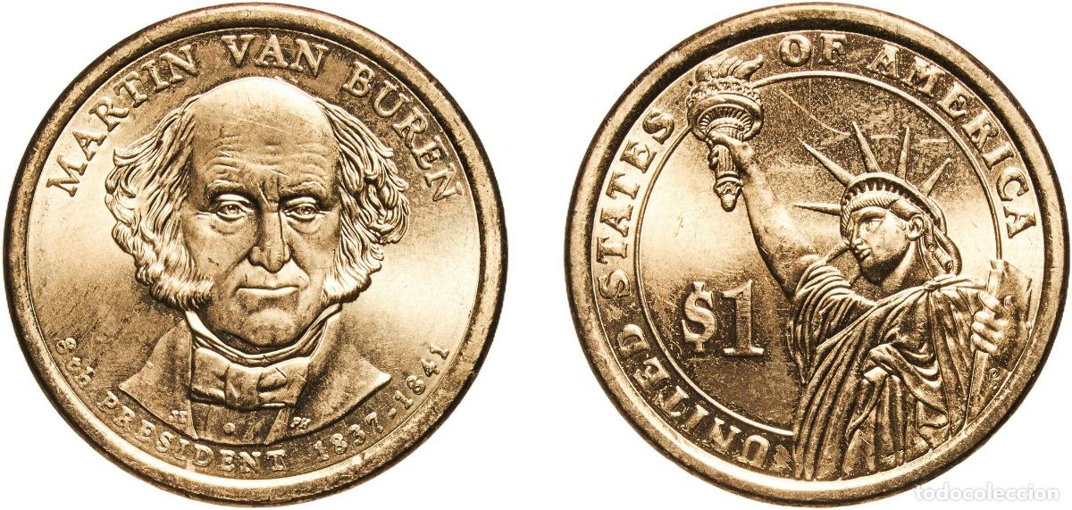 Monedas antiguas de Am&eacute;rica: United States Federal republic 2008 D 1 Dollar (Martin Van Buren) Manganese brass clad copper Denve
