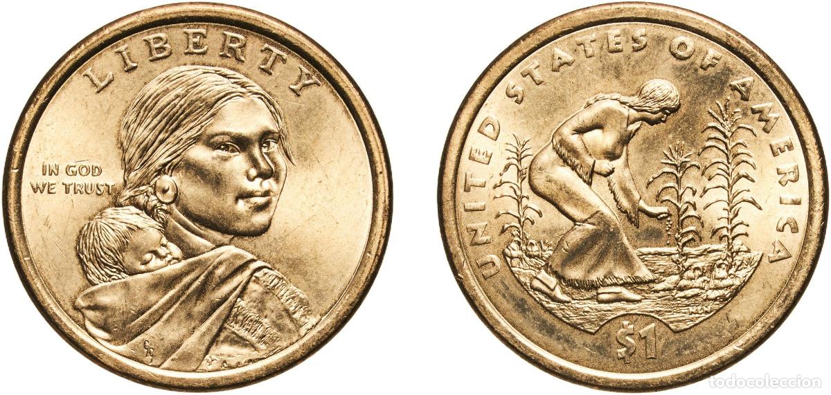 Monedas antiguas de Am&eacute;rica: United States Federal republic 2009 D 1 Dollar &rdquo;Native American Dollar&rdquo; (Spread of Three Sisters Ag
