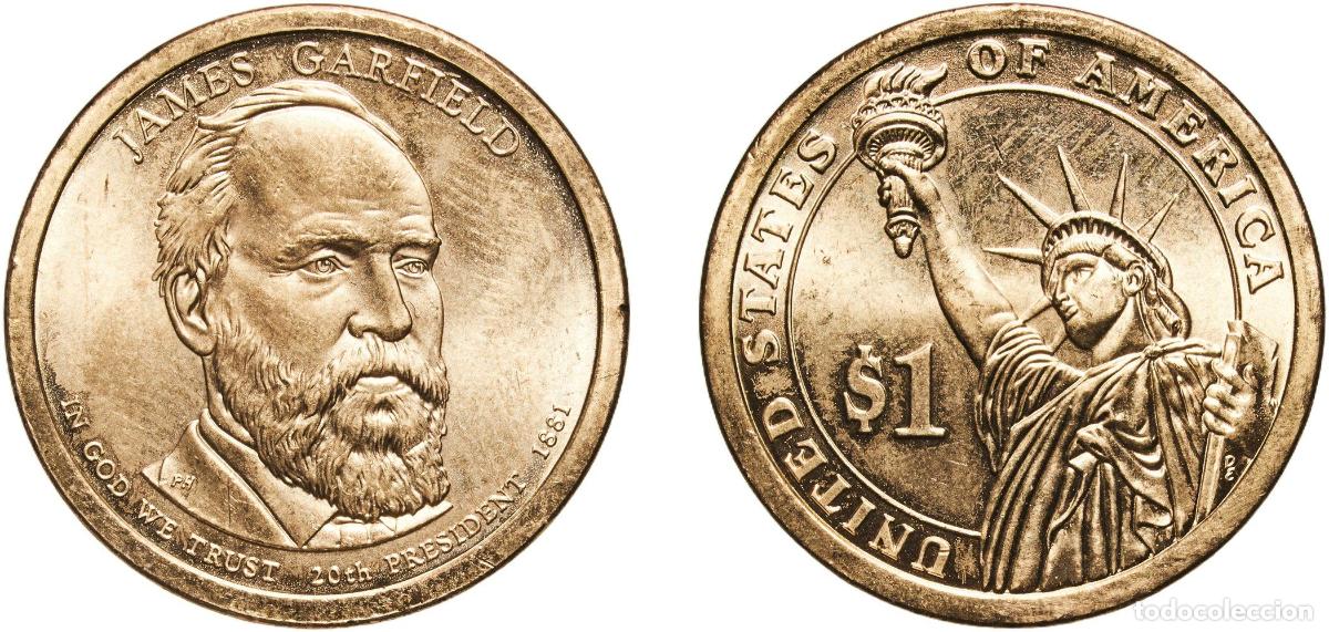 Monedas antiguas de Am&eacute;rica: United States Federal republic 2011 P 1 Dollar (James Garfield) Manganese brass clad copper Philade