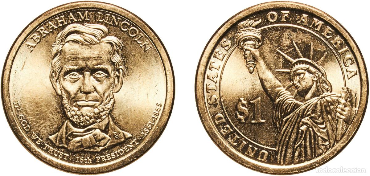 Monedas antiguas de Am&eacute;rica: United States Federal republic 2010 D 1 Dollar (Abraham Lincoln) Manganese brass clad copper Denver