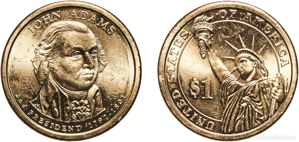 Monedas antiguas de Am&eacute;rica: United States Federal republic 2007 D 1 Dollar (John Adams) Manganese brass clad copper Denver Mint