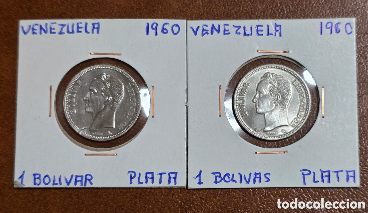 Alte M&uuml;nzen aus Amerika: Venezuela 2 Monedas de Plata de Bolivar de 1960