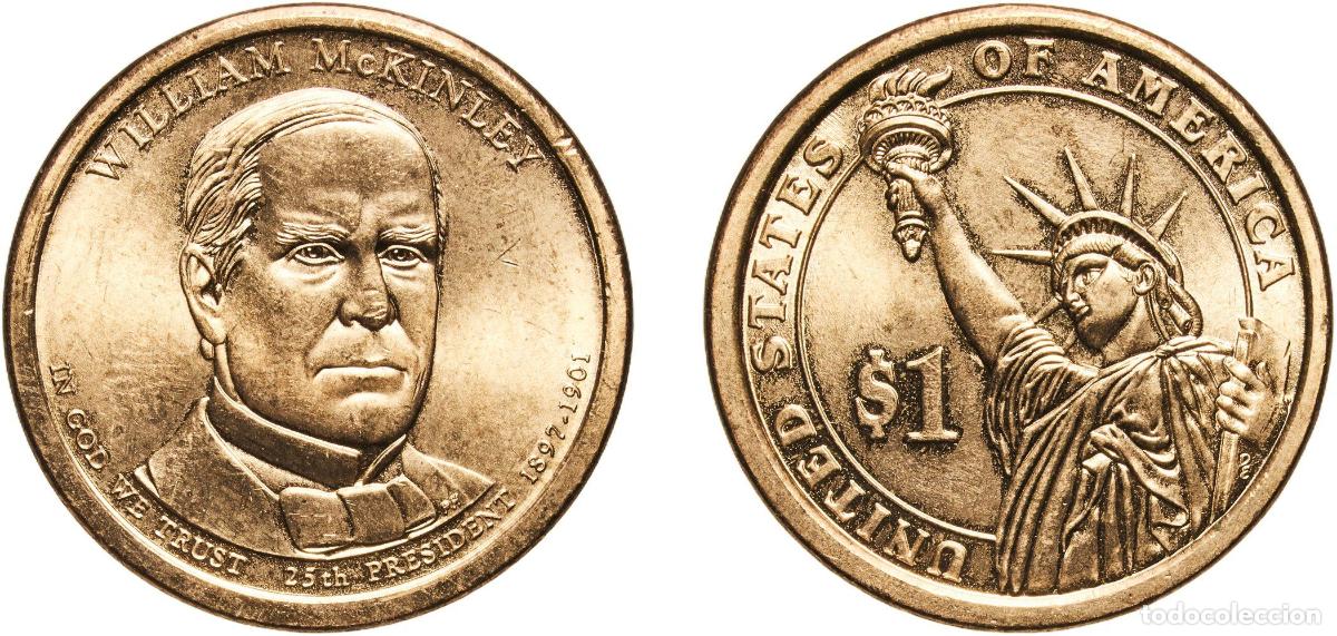 Monedas antiguas de Am&eacute;rica: United States Federal republic 2013 P 1 Dollar (William McKinley) Manganese brass clad copper Phila