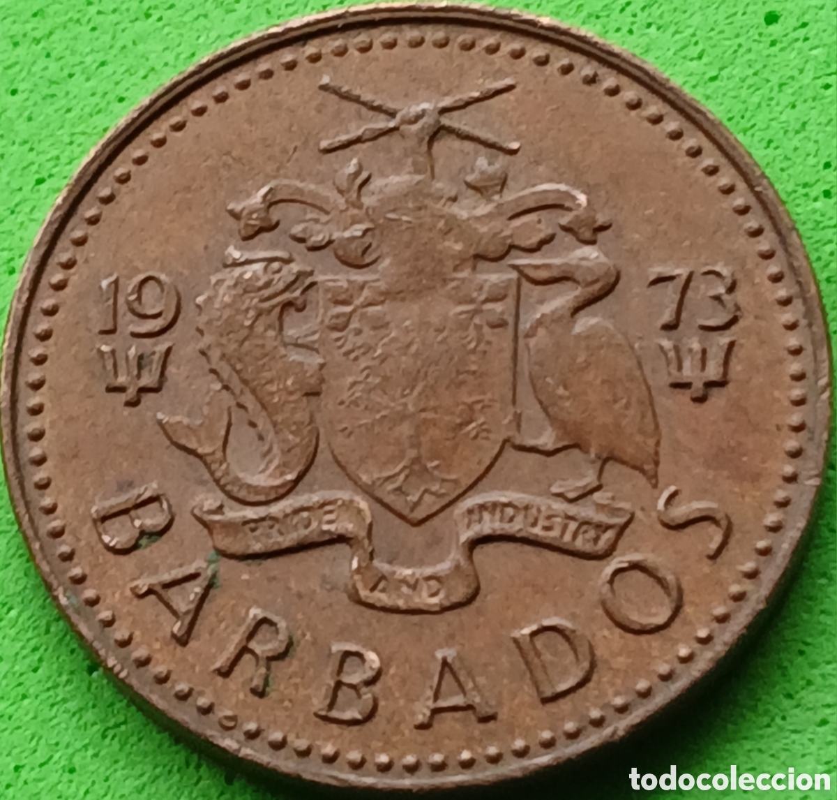 Monedas antiguas de Am&eacute;rica: Barbados 1 cent 1973 km#10 sin marca de ceca